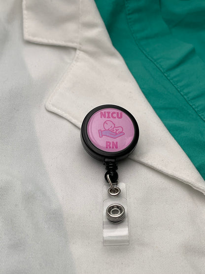 NICU Neonatal Nurse Pink ID Badge Reel-Health Gear Shop