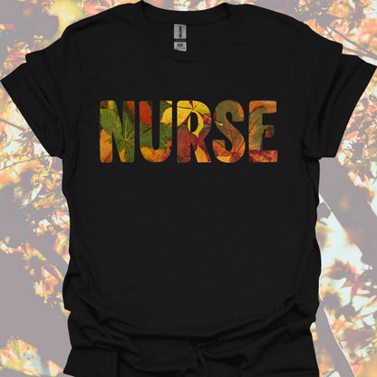 Nurse Beautiful Fall Autumn Leaves T-Shirt Black-Health Gear Shop