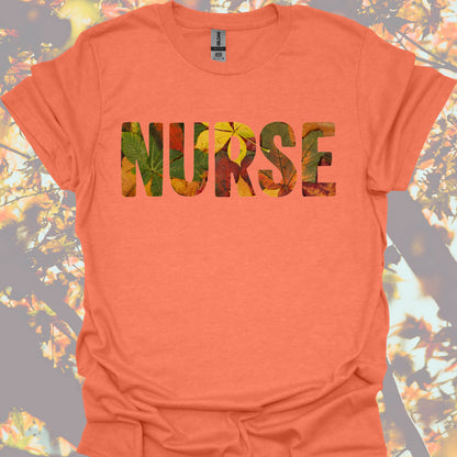Nurse Beautiful Fall Autumn Leaves T-Shirt Heather Orange-Health Gear Shop