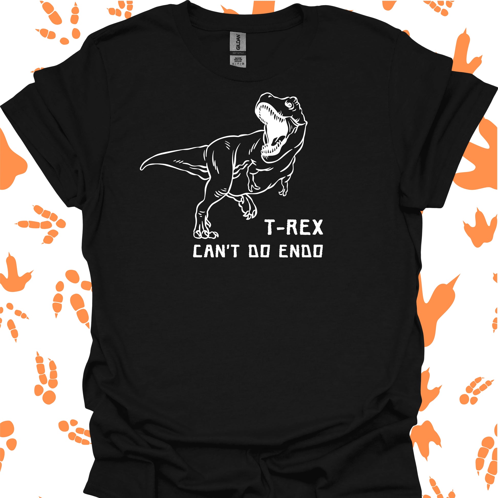 T-Rex Can't Do Endo Funny Interventional T-Shirt in Black – funny medical t-shirt, nurse and doctor gift for healthcare